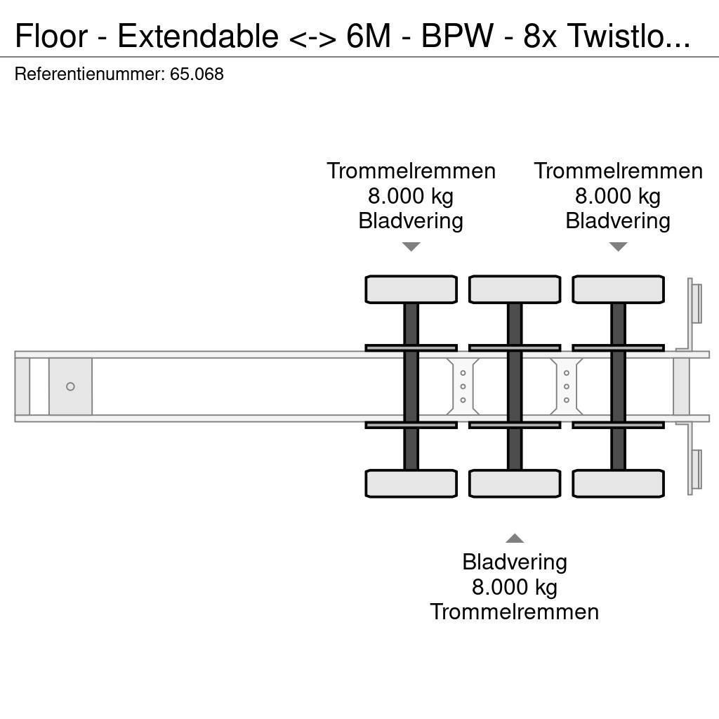 Floor - Extendable <-> 6M - BPW - 8x Twistlock - Spring Poluprikolice labudice