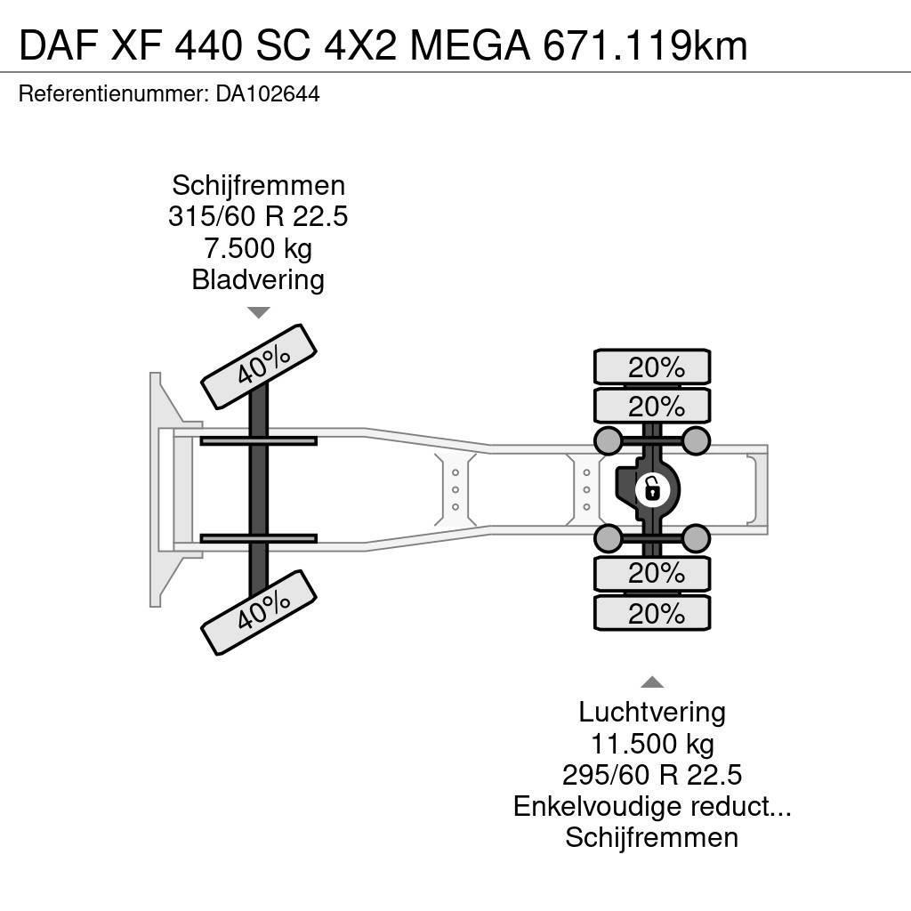 DAF XF 440 SC 4X2 MEGA 671.119km Tegljači