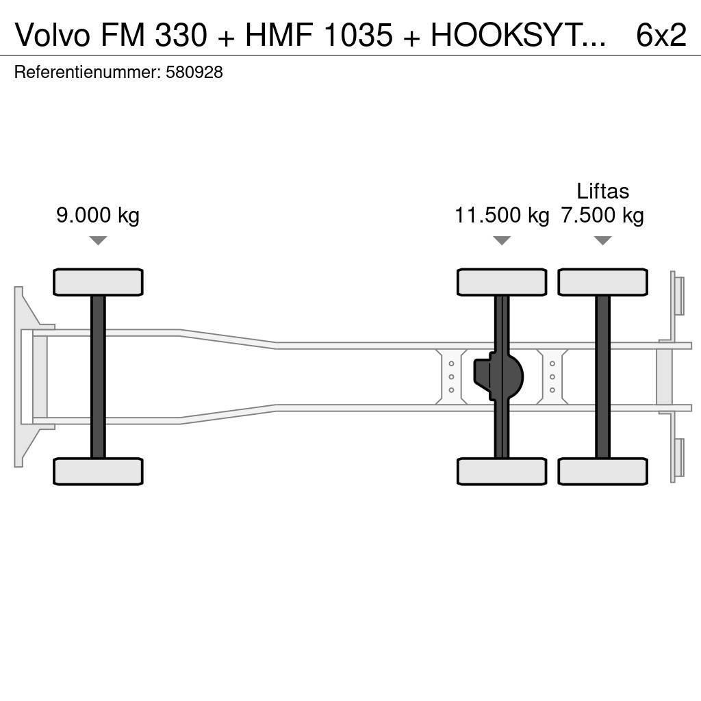 Volvo FM 330 + HMF 1035 + HOOKSYTEM HYVA + EURO 5 + 6X2 Rol kiper kamioni sa kukom za podizanje tereta