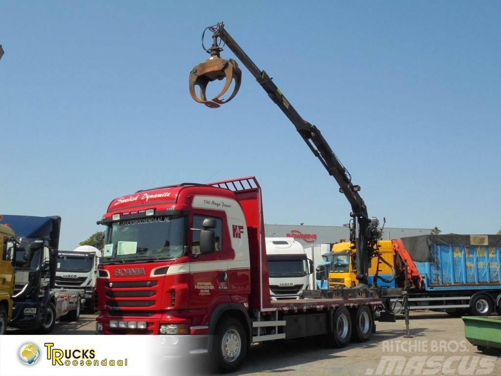 Scania R730 V8 + Euro 5 + Loglift 115Z + 6X4 Flatbed / Dropside trucks
