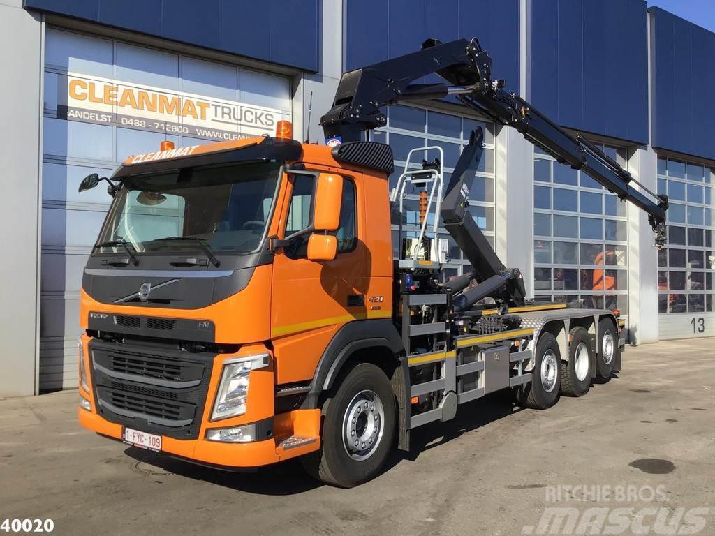 Volvo FM 420 8x2 HMF 28 ton/meter laadkraan Welvaarts we Rol kiper kamioni sa kukom za podizanje tereta