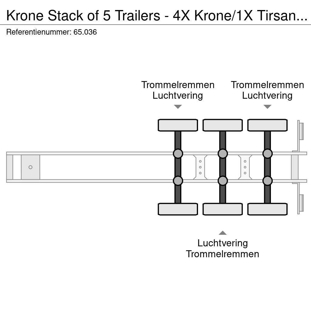 Krone Stack of 5 Trailers - 4X Krone/1X Tirsan ( STANDAR Poluprikolice sa ciradom