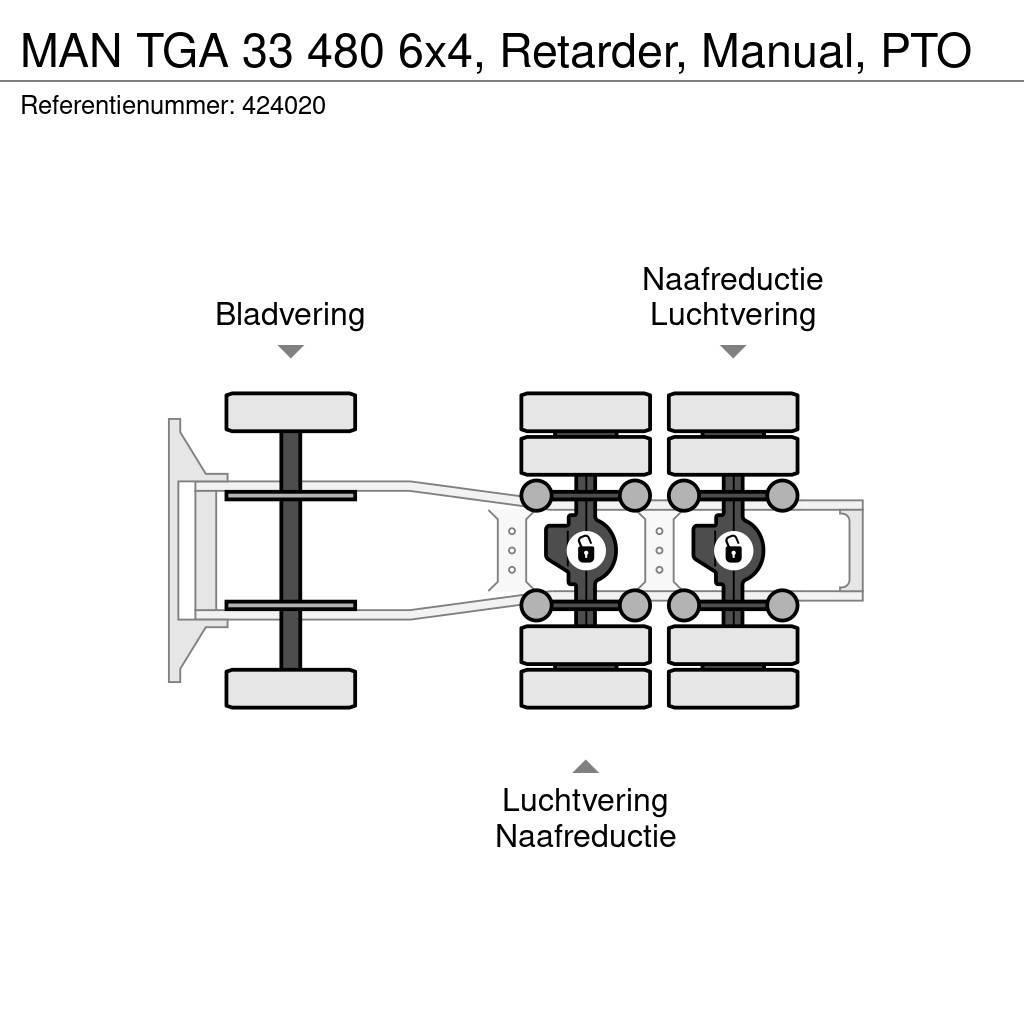 MAN TGA 33 480 6x4, Retarder, Manual, PTO Tegljači