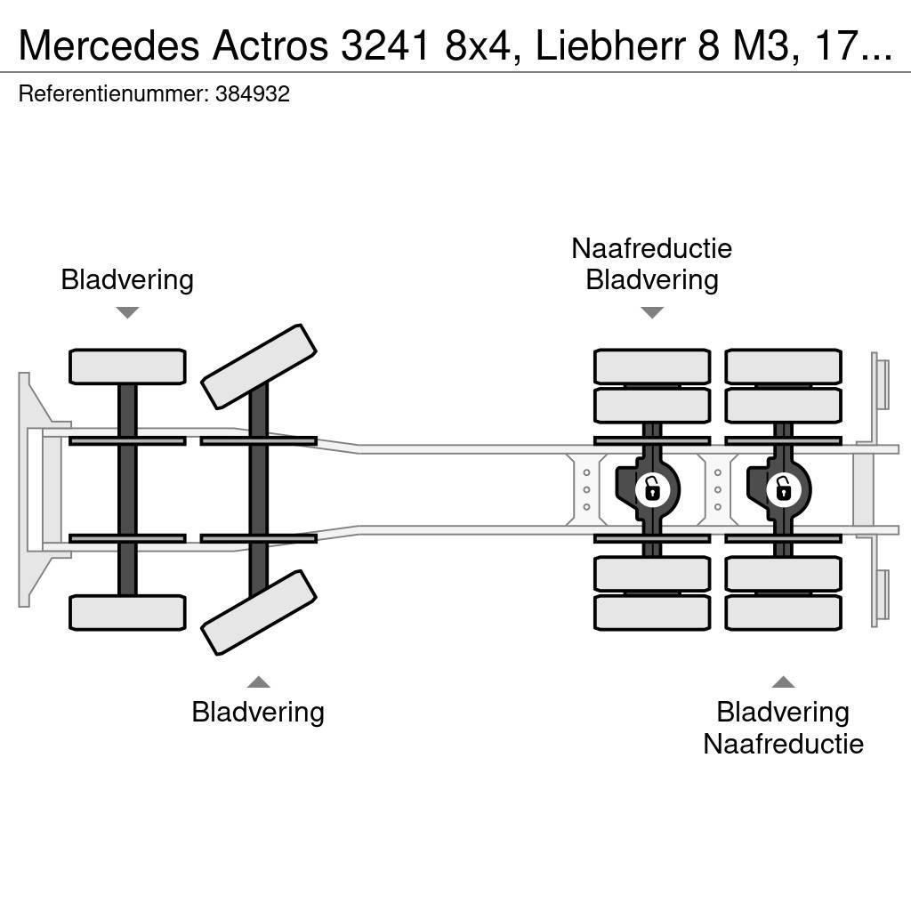 Mercedes-Benz Actros 3241 8x4, Liebherr 8 M3, 17 mtr belt, Remot Kamioni mešalice za beton