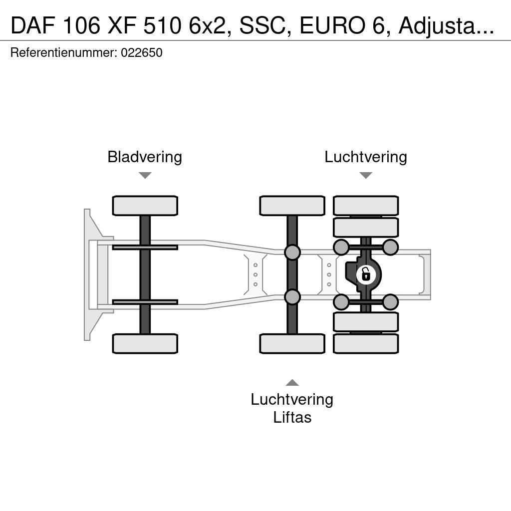 DAF 106 XF 510 6x2, SSC, EURO 6, Adjustable fifth whee Tegljači