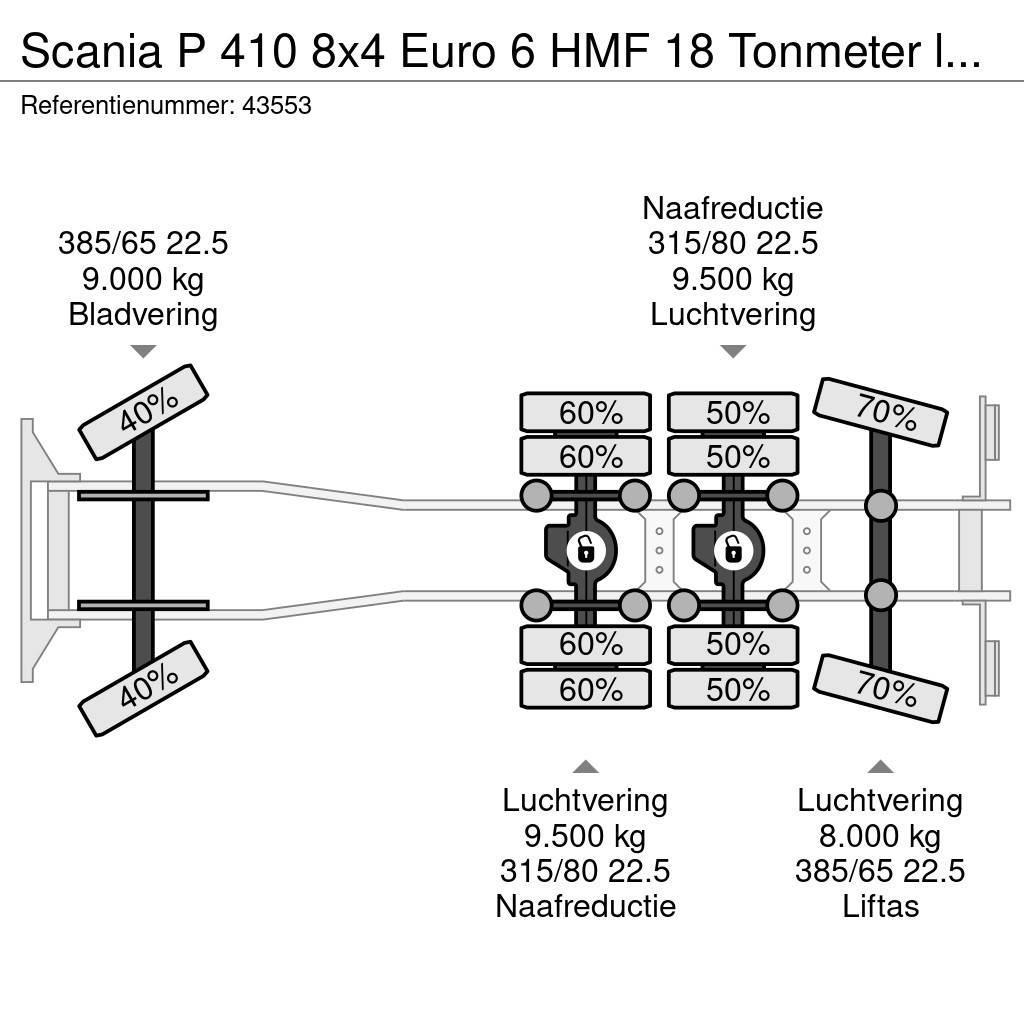 Scania P 410 8x4 Euro 6 HMF 18 Tonmeter laadkraan Kiperi kamioni