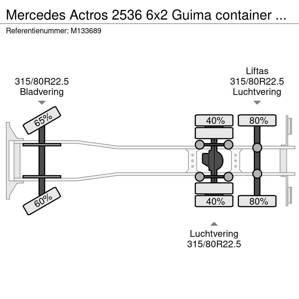 Mercedes-Benz Actros 2536 6x2 Guima container hook 16 t Rol kiper kamioni sa kukom za podizanje tereta