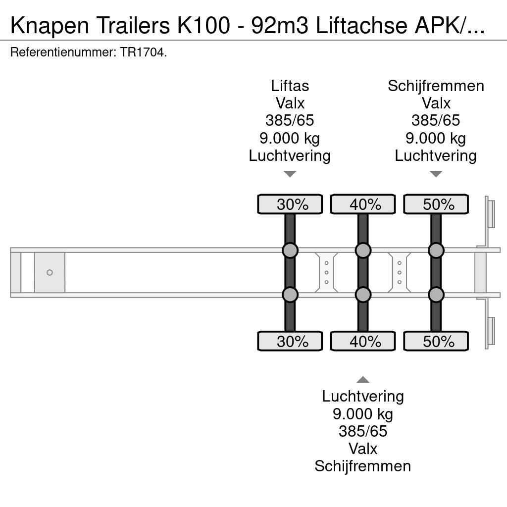 Knapen Trailers K100 - 92m3 Liftachse APK/TUV 11-2024 Poluprikolice sa pokretnim podom