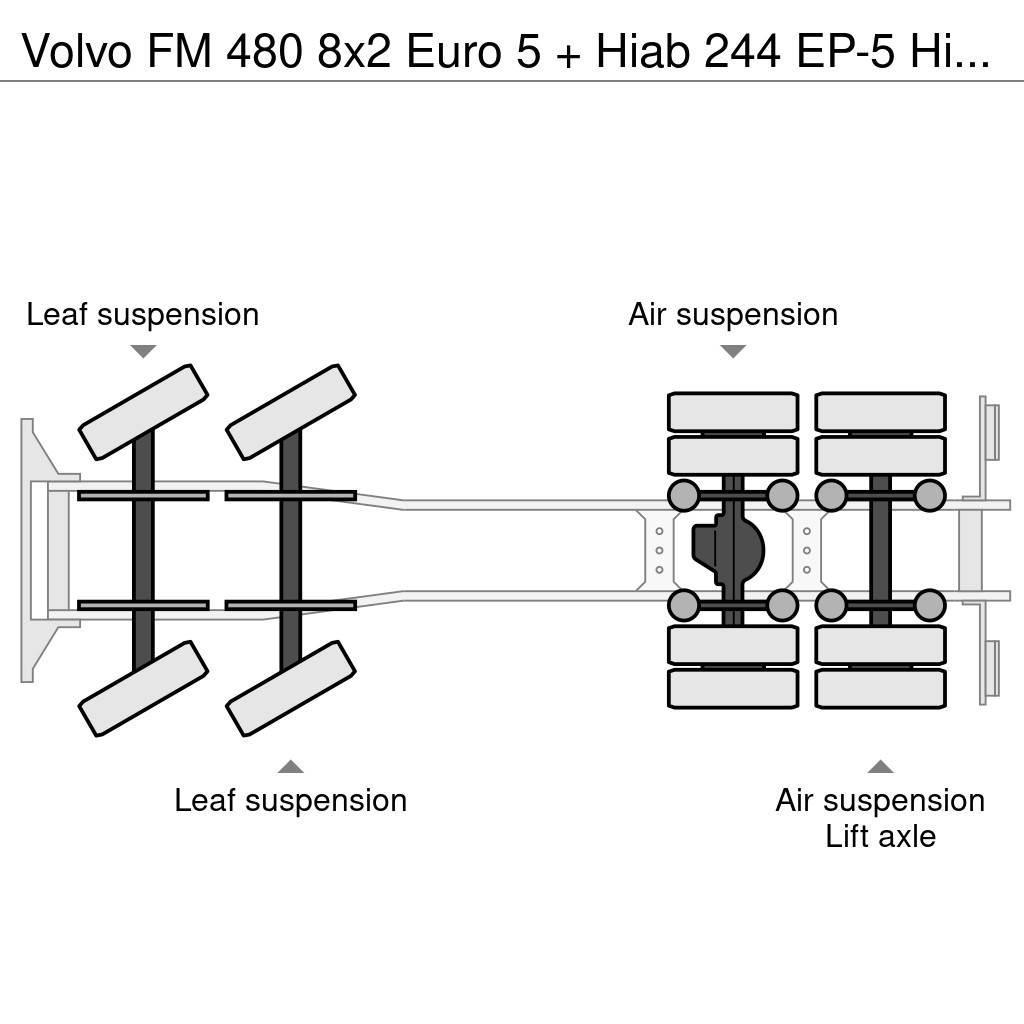 Volvo FM 480 8x2 Euro 5 + Hiab 244 EP-5 Hipro + Multilif Rol kiper kamioni sa kukom za podizanje tereta