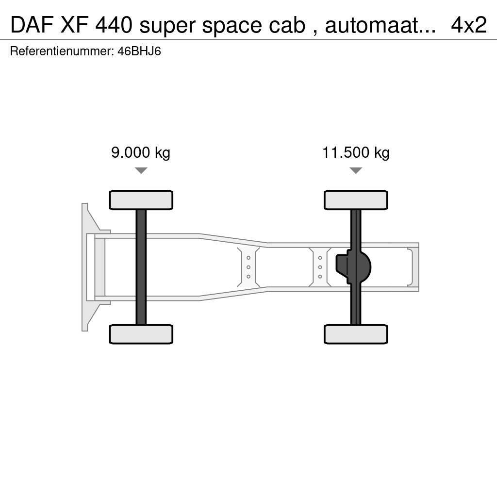 DAF XF 440 super space cab , automaat, hydrauliek WF, Tegljači