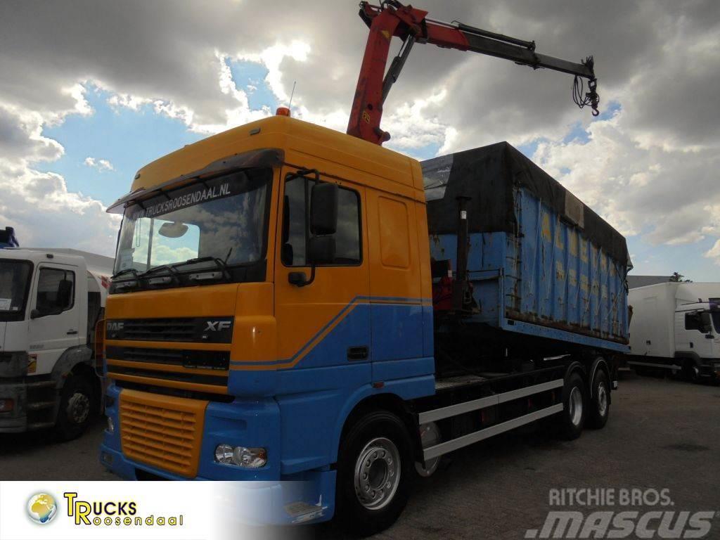 DAF XF 95.530 + hooksystem + crane palfinger 12.5 t/m+ Rol kiper kamioni sa kukom za podizanje tereta