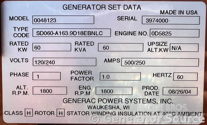 Generac 60 kW - JUST ARRIVED Dizel generatori