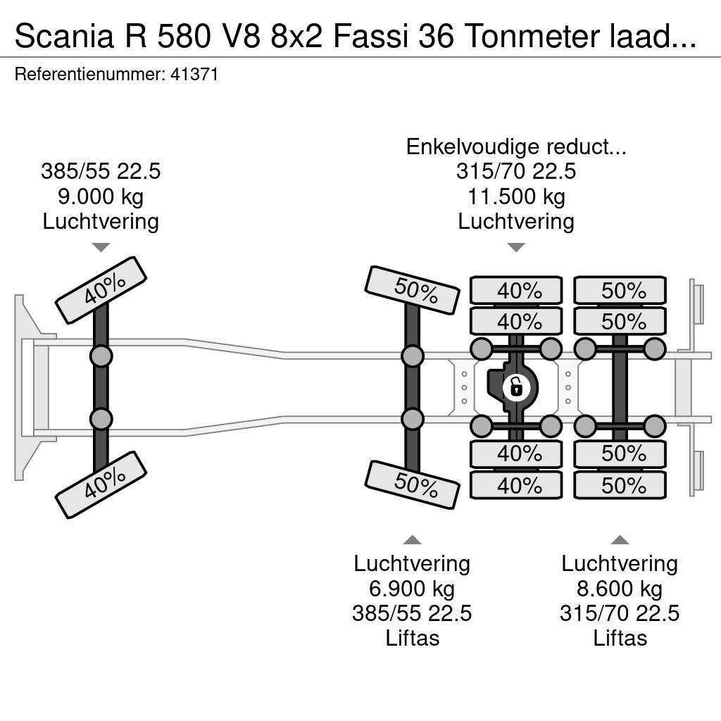 Scania R 580 V8 8x2 Fassi 36 Tonmeter laadkraan + Fly jib Polovne dizalice za sve terene