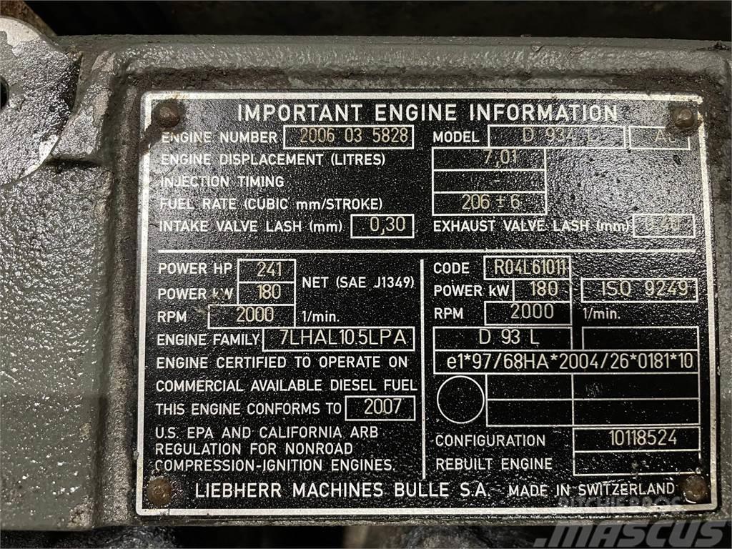 Liebherr D934L A6 motor ex. Liebherr HS835HD kran Motori za građevinarstvo