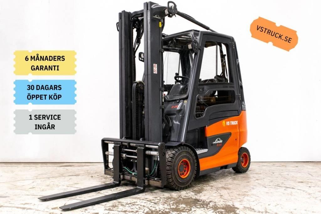 Linde E 20, motviktstruck med hög lyfthöjd. Batteri 2023 Električni viljuškari