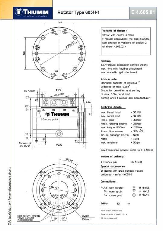Thumm 605 H-1 Hydraulic rotator 5 Ton Rotatori za građevinarstvo