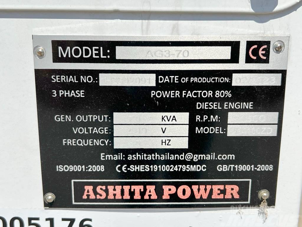 Ashita AG3-70 - 70 KVA New / Unused / CE Certified Dizel generatori