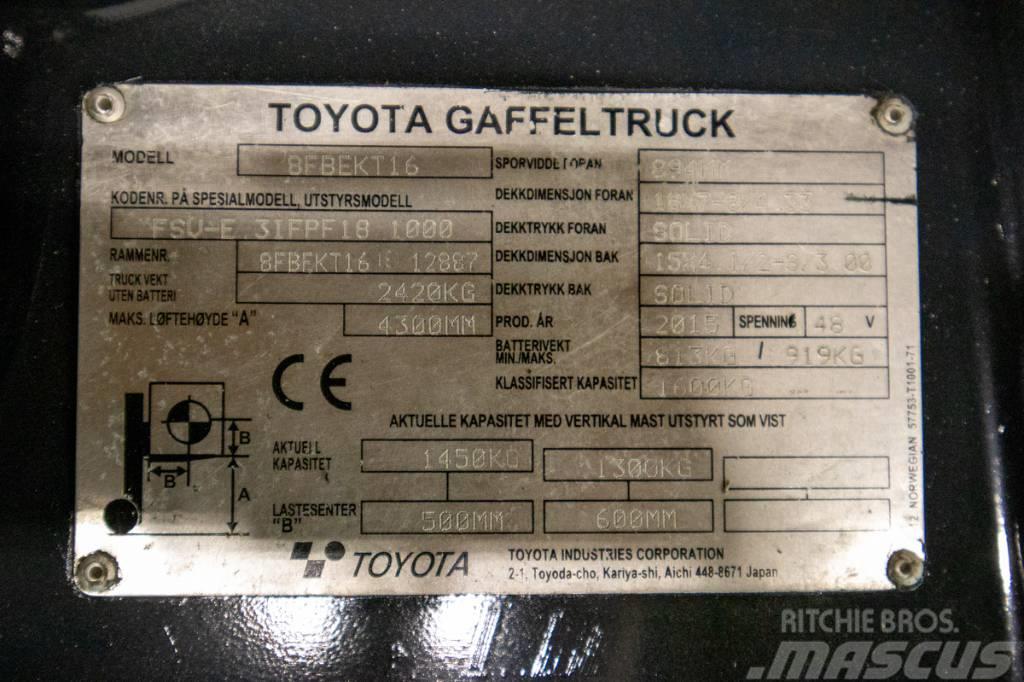 Toyota 8FBEKT16, välutrustad motviktstruck m nytt batteri Električni viljuškari