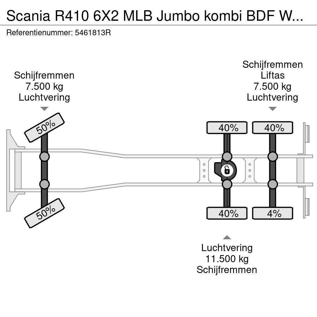 Scania R410 6X2 MLB Jumbo kombi BDF Wechsel Hubdach Retar Kamioni za podizanje kablova