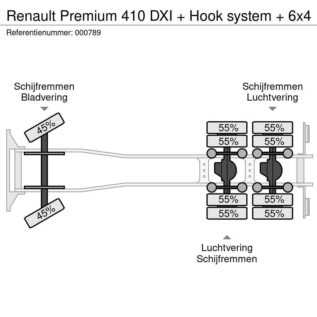 Renault Premium 410 DXI + Hook system + 6x4 Rol kiper kamioni sa kukom za podizanje tereta