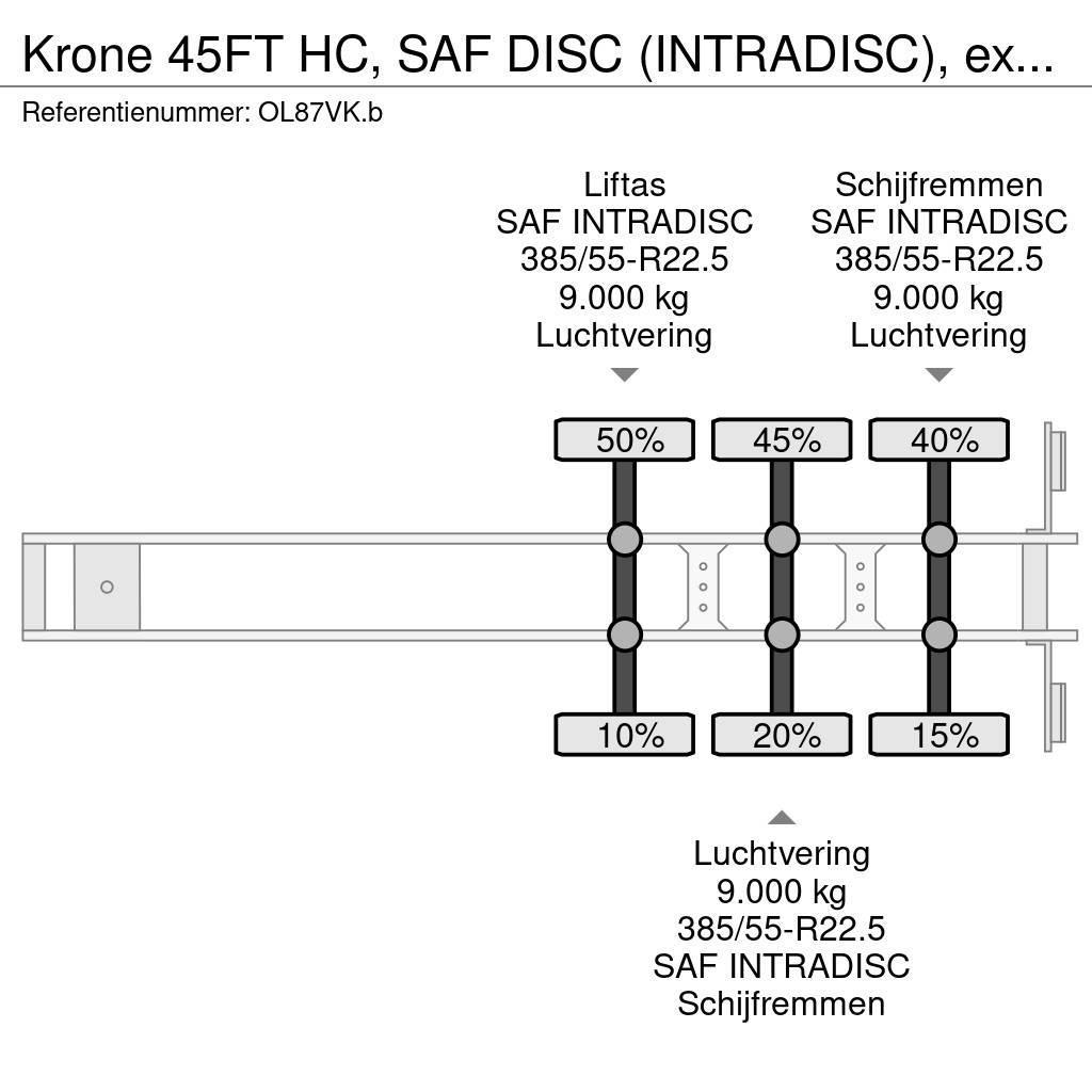 Krone 45FT HC, SAF DISC (INTRADISC), extendable front+ r Kontejnerske poluprikolice