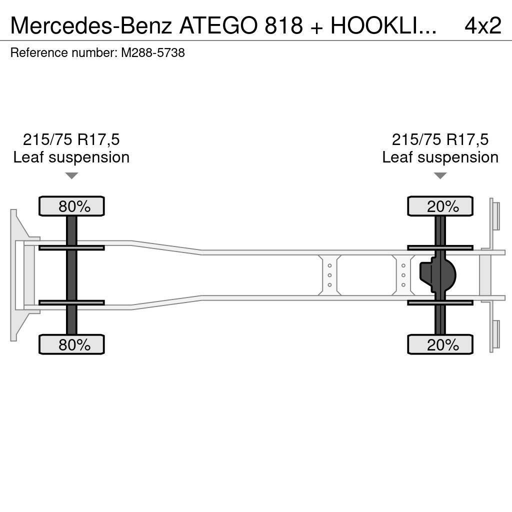 Mercedes-Benz ATEGO 818 + HOOKLIFT + BOX + ANALOG TACHO Rol kiper kamioni sa kukom za podizanje tereta