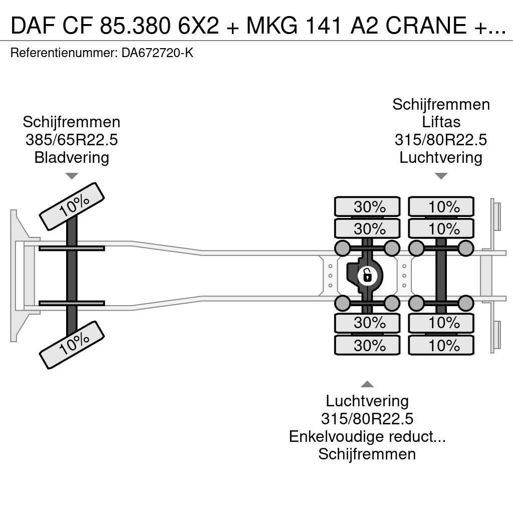 DAF CF 85.380 6X2 + MKG 141 A2 CRANE + 20 TON HOOKLIFT Polovne dizalice za sve terene