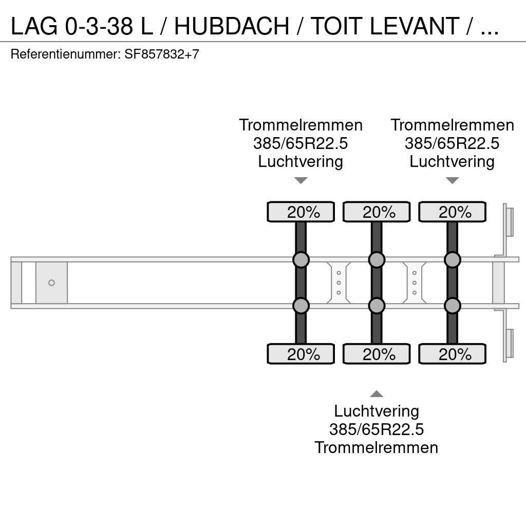 LAG 0-3-38 L / HUBDACH / TOIT LEVANT / HEFDAK / COIL / Poluprikolice sa ciradom
