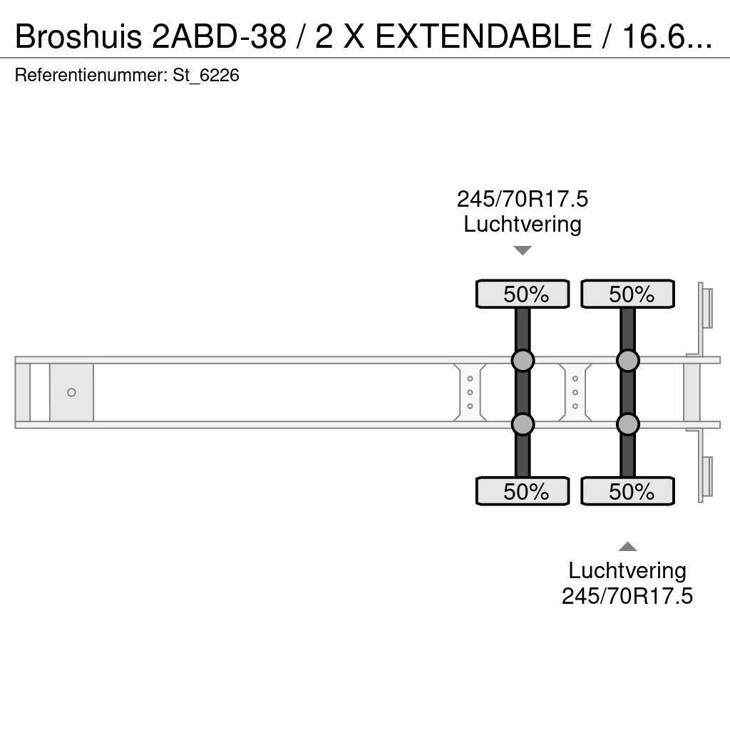 Broshuis 2ABD-38 / 2 X EXTENDABLE / 16.62 mtr BED / Poluprikolice labudice