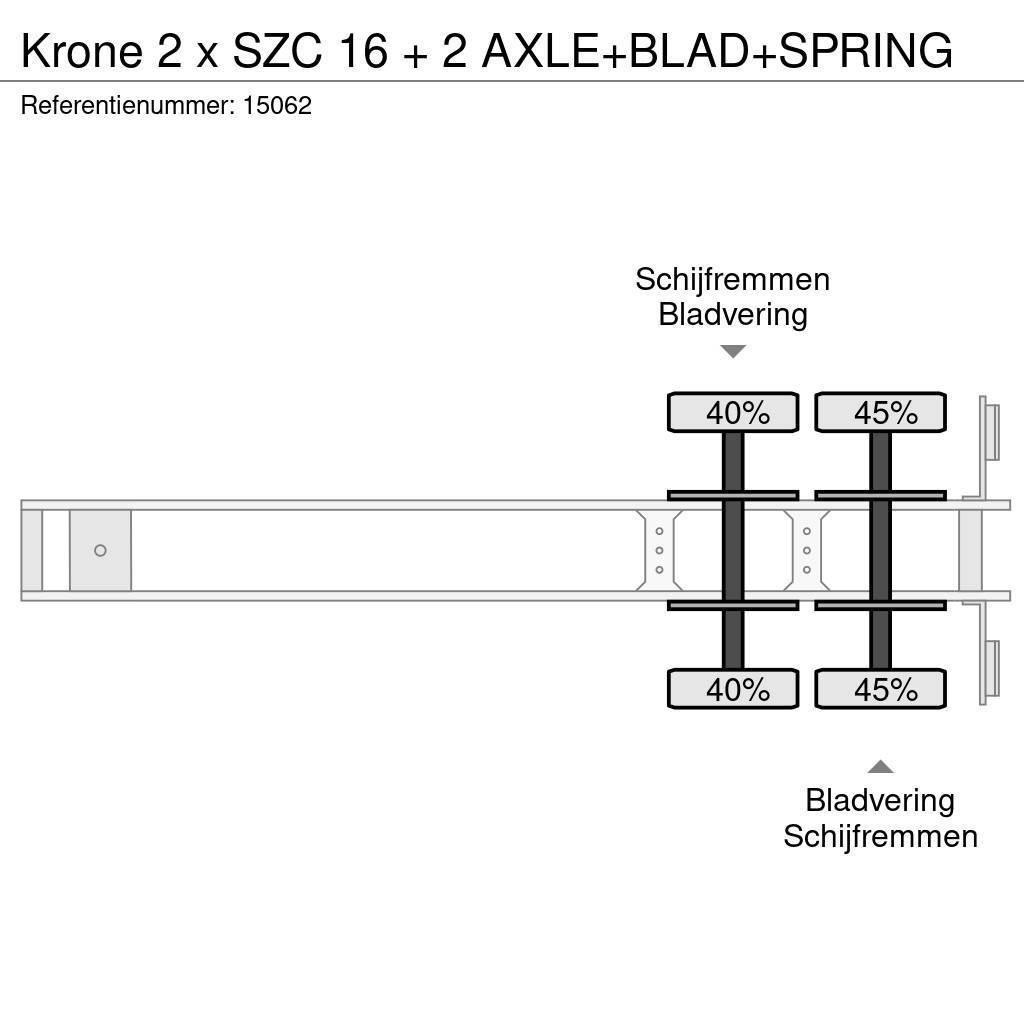 Krone 2 x SZC 16 + 2 AXLE+BLAD+SPRING Kontejnerske poluprikolice