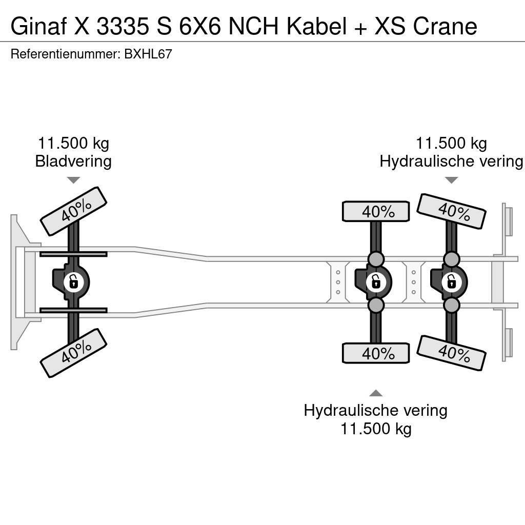 Ginaf X 3335 S 6X6 NCH Kabel + XS Crane Rol kiper kamioni sa kukom za podizanje tereta