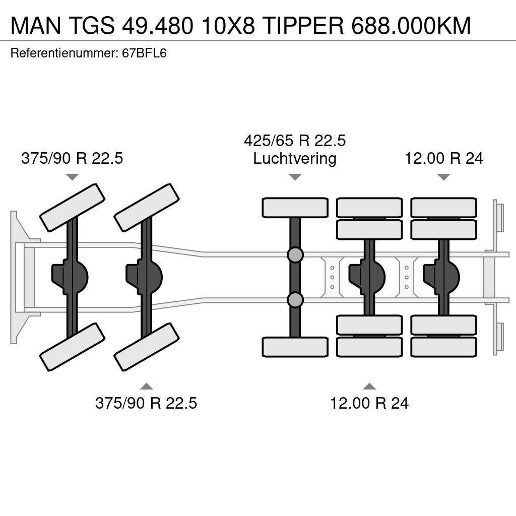 MAN TGS 49.480 10X8 TIPPER 688.000KM Kiperi kamioni