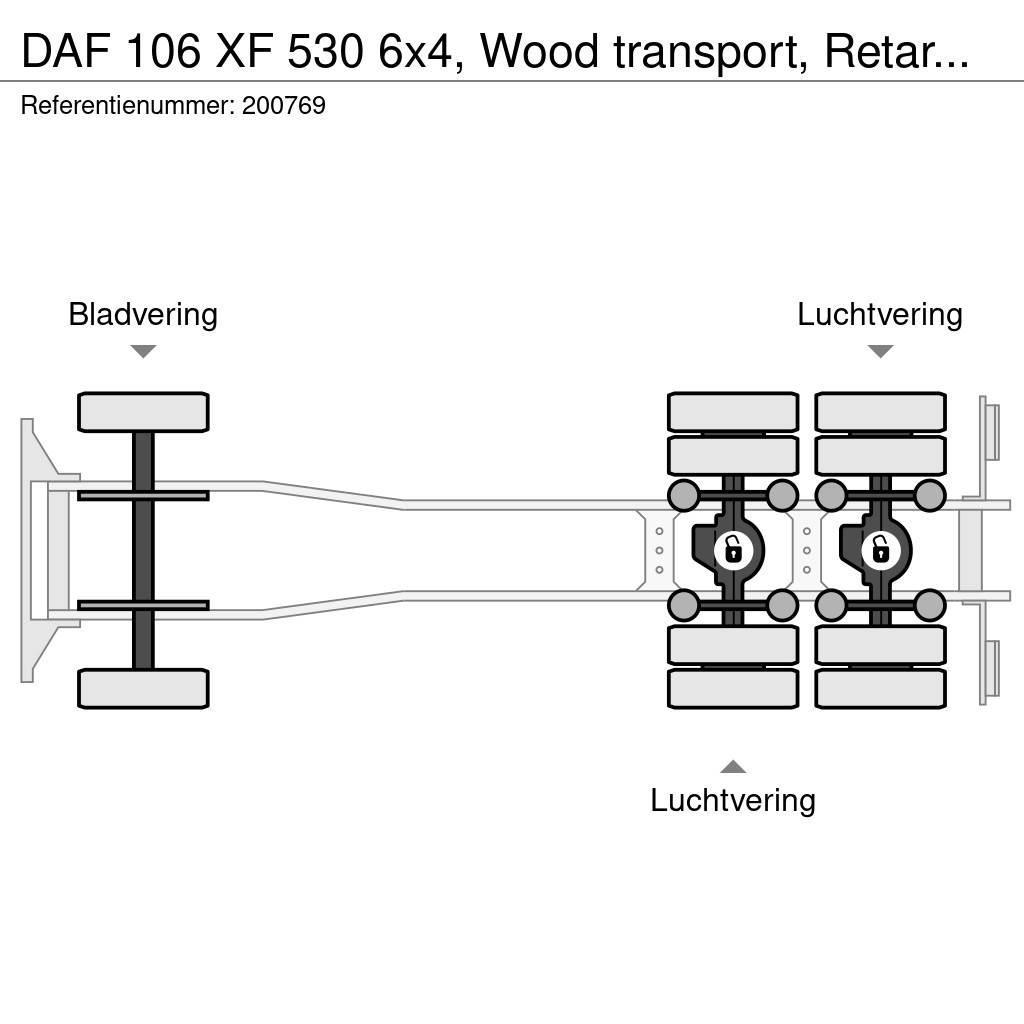 DAF 106 XF 530 6x4, Wood transport, Retarder, Loglift Kamioni za drva Šticari