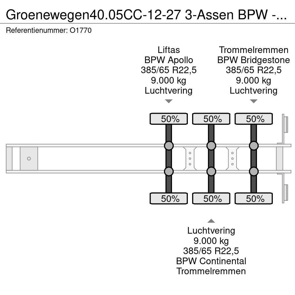 Groenewegen 40.05CC-12-27 3-Assen BPW - Lift-as - Drum Brakes Kontejnerske poluprikolice