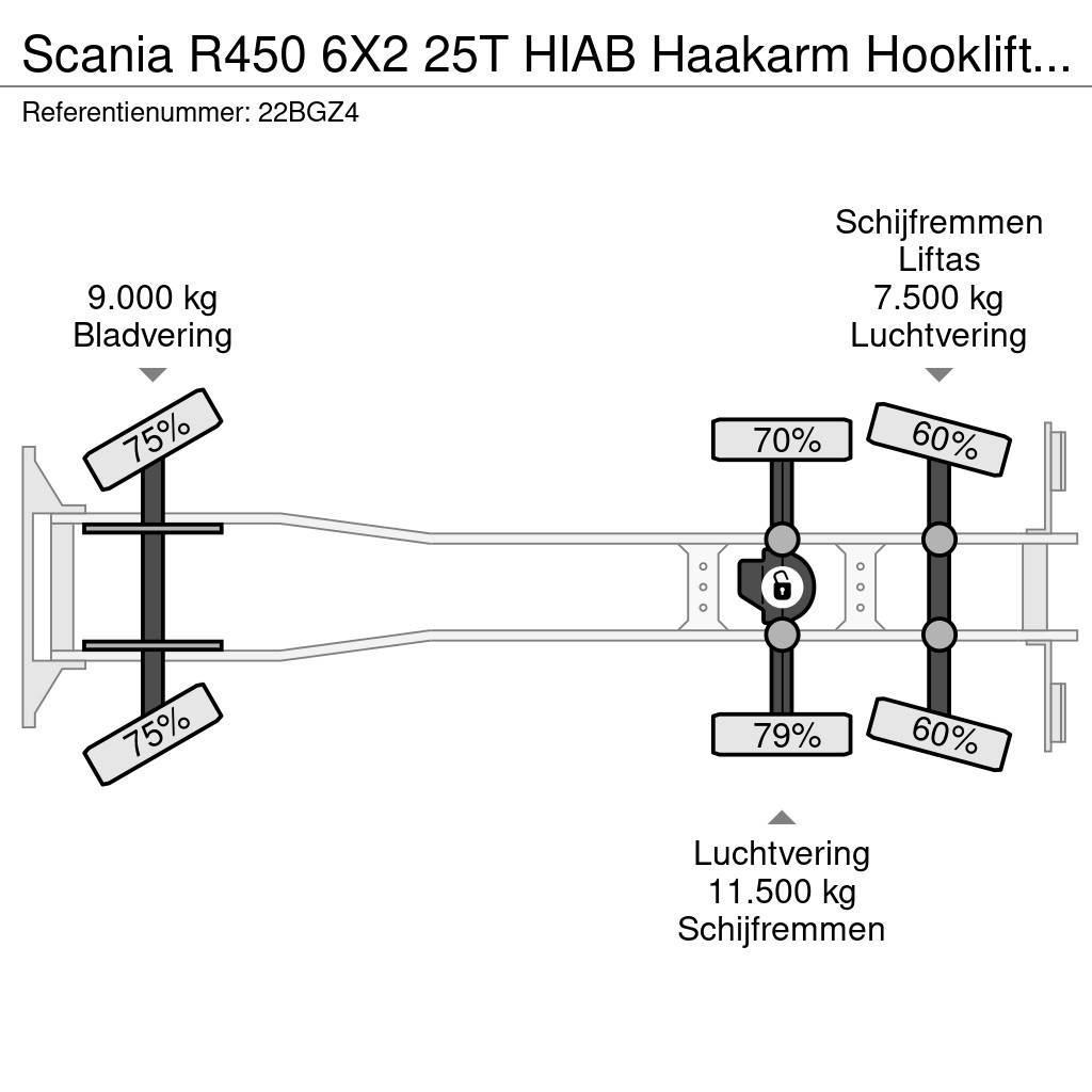 Scania R450 6X2 25T HIAB Haakarm Hooklift Remote, NL Truc Rol kiper kamioni sa kukom za podizanje tereta