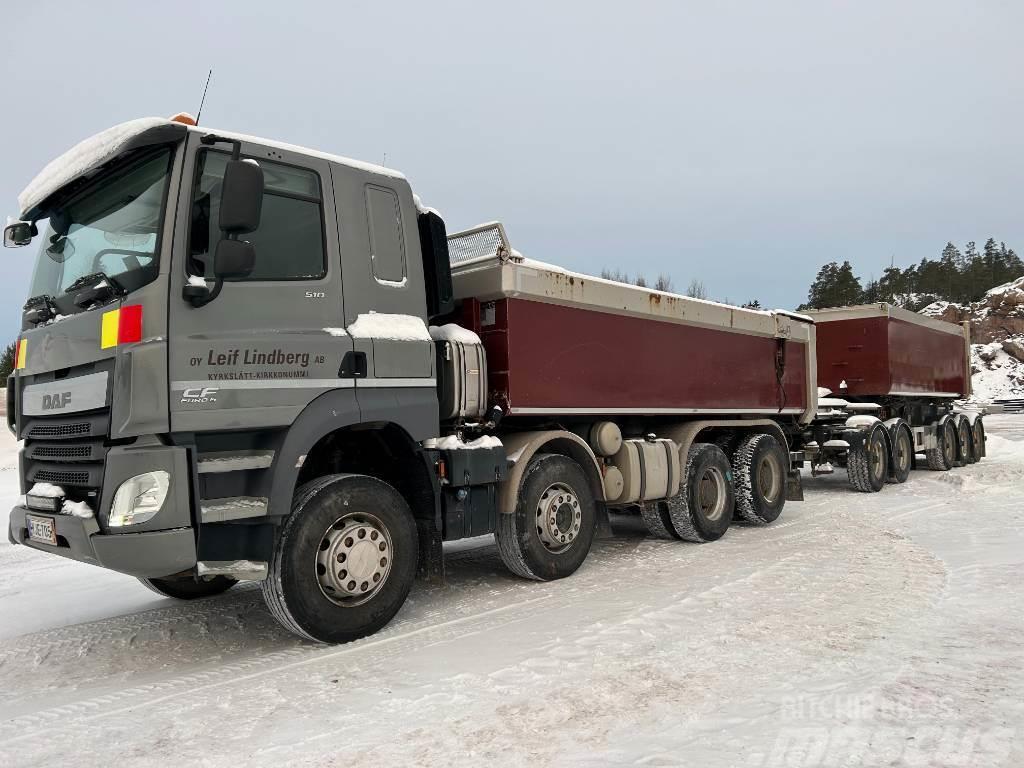 DAF CF 510 FAD 8x4 2017 Sora-auto + Letkukasettikärry Kiperi kamioni