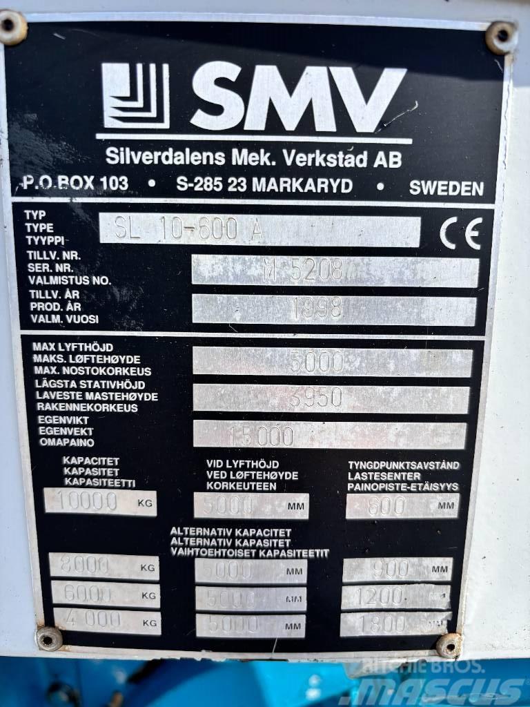 SMV SL 10-600 A + extra counterweight 12t. capacity Dizelski viljuškari