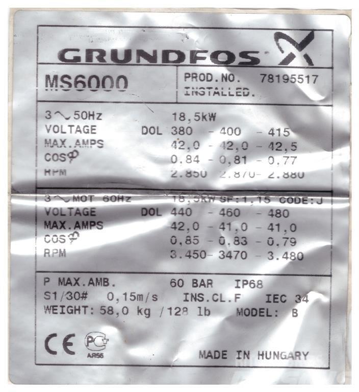 Grundfos SP60/11 - 25 HK Ostale komponente za građevinarstvo