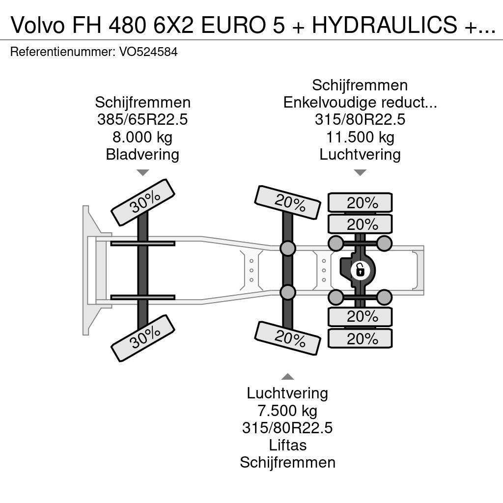 Volvo FH 480 6X2 EURO 5 + HYDRAULICS + STEERING AXLE Tegljači