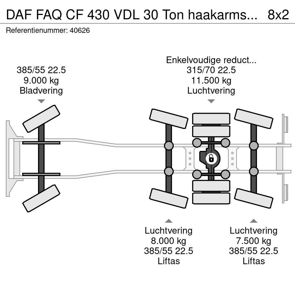 DAF FAQ CF 430 VDL 30 Ton haakarmsysteem Just 73.197 k Rol kiper kamioni sa kukom za podizanje tereta