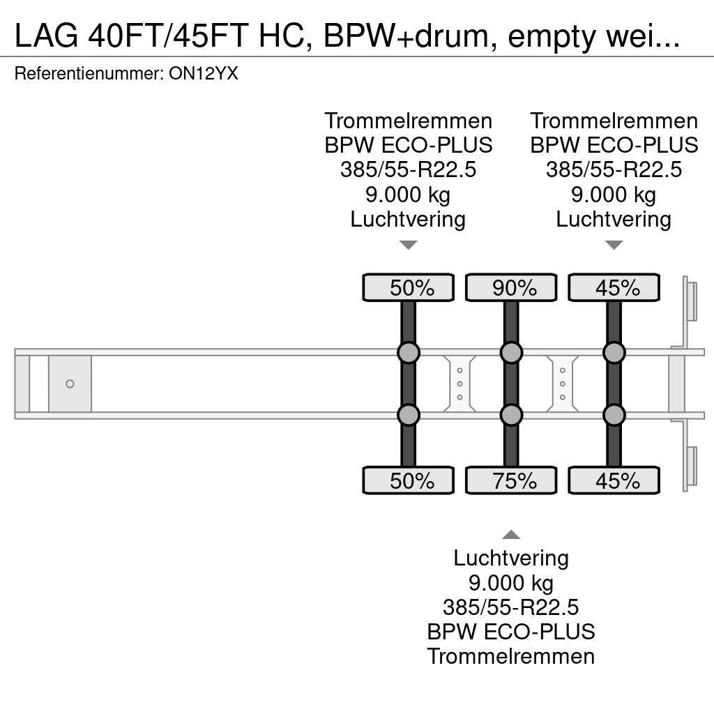 LAG 40FT/45FT HC, BPW+drum, empty weight: 4.120kg, NL- Kontejnerske poluprikolice