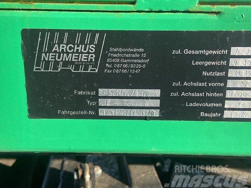  Archus Neumeier 3 Seiten Kipper Anhänger 16 t. Kiperi kamioni