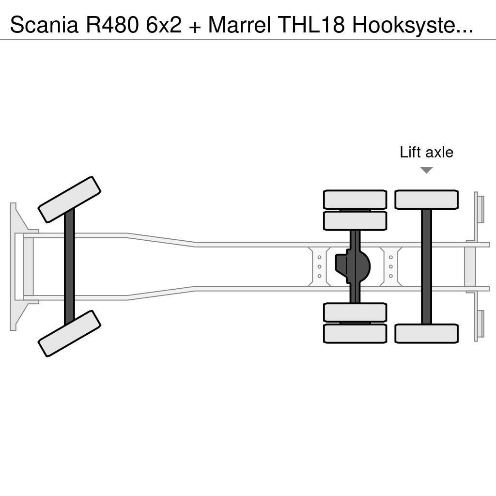 Scania R480 6x2 + Marrel THL18 Hooksystem (euro 5) Rol kiper kamioni sa kukom za podizanje tereta