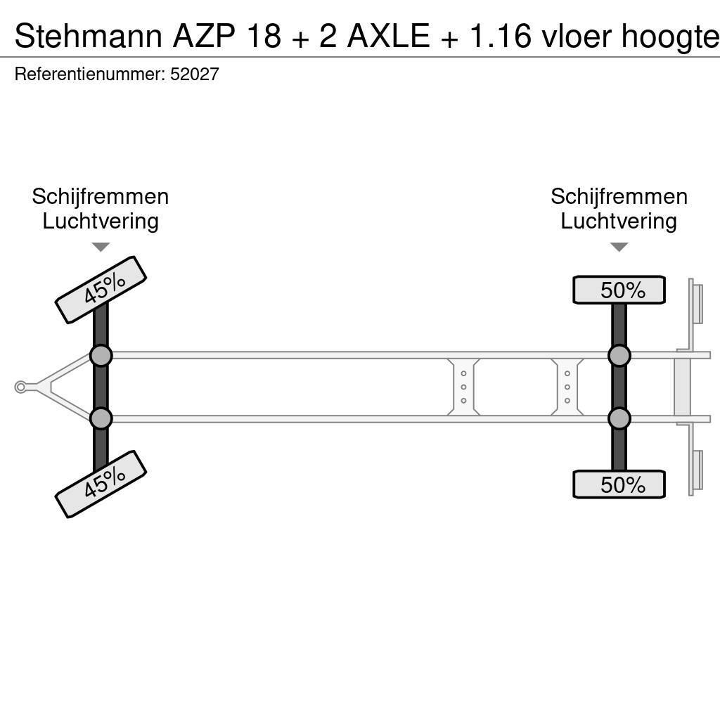 Stehmann AZP 18 + 2 AXLE + 1.16 vloer hoogte Tovarne prikolice sa ciradom