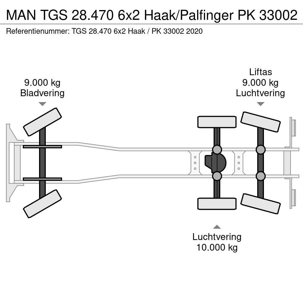 MAN TGS 28.470 6x2 Haak/Palfinger PK 33002 Rol kiper kamioni sa kukom za podizanje tereta